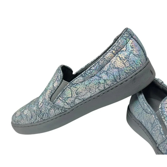 Vionic Avery Pro Metallic Leather Slip-On Shoe Slip Resistant Blue Gray 9 - Picture 7 of 16